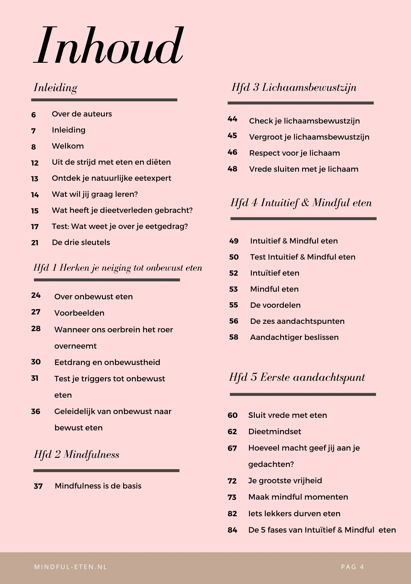 Werkboek 1 - Inhoudsopgave pagina 1